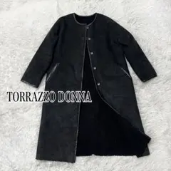 【訳あり】TORRAZZO DONNA リバーシブル ボアコート 黒 ノーカラー