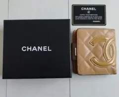 シャネル カンボンライン 2つ折り財布 ベージュ