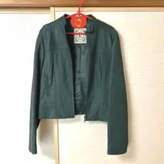 KASIBADY レザーライダースジャケット グリーン レディース