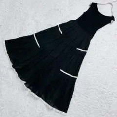 美品『FRAY.I.D』ニットコンビタックティアードワンピース プリーツ フレア