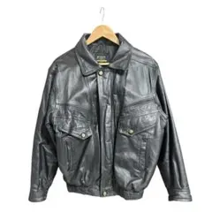 【本革】レザージャケット フライトジャケット型 ブラック 短丈 ミリタリー 古着