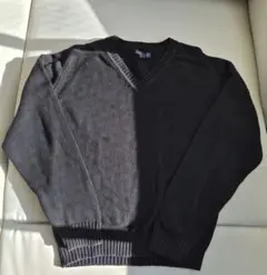 USA製 Lands' End Vネックニット ブラック