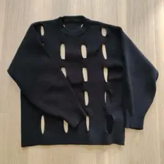 miette 長袖 カットアウト ニット ブラックのサムネイル