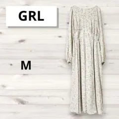 ❣️グレイル❣️ロングワンピース 長袖 小花柄 薄手 春 フラワー アイボリー M
