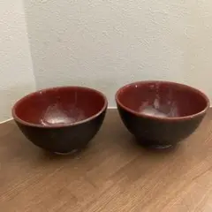 【未使用品】　赤黒陶器ボウル2個セット