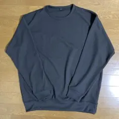 無印良品　紳士　UVカット乾きやすいくるワッフルクルーネック長袖Tシャツ　黒