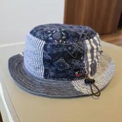 DOUBLE.B リバーシブル帽子 パッチワーク柄 ベビー ミキハウス