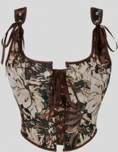 女性用ヴィンテージ 花柄コルセット　ハロウィン　ベスト　ビスチェ