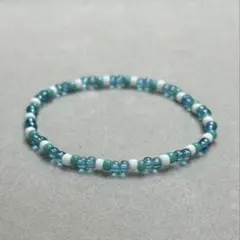 ビーズ　ブレスレット　ハンドメイド　青　294