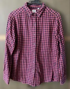 UNIQLO ギンガムチェック 長袖シャツ レッド×ネイビー XL