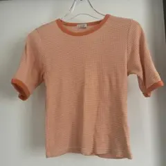 チェック柄 Tシャツ Lサイズ オレンジ系