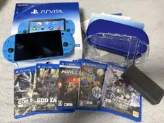 美品 PS Vita アクアブルー PCH-2000 Wi-Fi ソフト5本付き