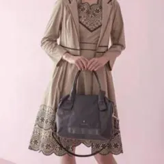 【美品】TOCCA RIBBON HANDLE ナイロンバッグ 2way グレー