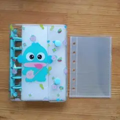 ハンギョドン A7サイズ 6穴バインダー リフィル10枚付きシール帳 ブルー