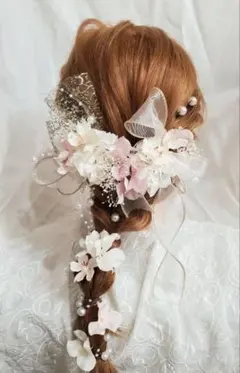 髪飾り　桜　　blossom　ピンク×ホワイト　パール　成人式　結婚式　中古品