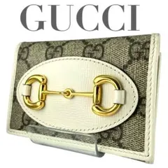 【新品同様！】グッチ　ホースビット　折財布　白系　小さいバッグにぴったり！
