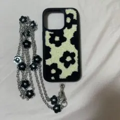 iPhone 14 Pro ケース フラワーチェーン付き