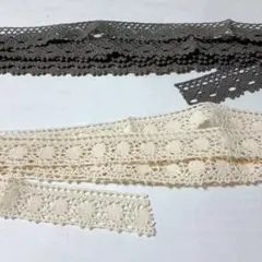 グレーとアイボリーのレースリボンのセット