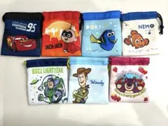 ディズニー ピクサー ミニ巾着袋 7点　トイストーリー　カーズ　セリア