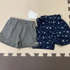 新品⭐︎2枚セット　グレー・ネイビー花柄ショートパンツセット