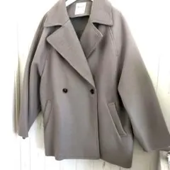 ACUTA ピンクグレージュ ダブルブレスト PコートサイズＦウール混合