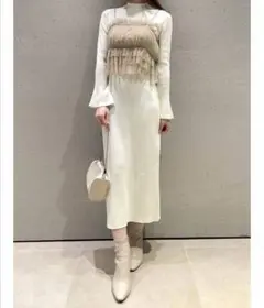 snidel チュール＆ニットワンピースone size 長袖ワンピースホワイト