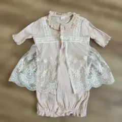 バースデー　ピンク フラワーレース ツーウェイ・ドレスオール