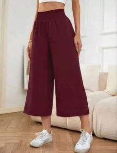 SHEIN　ボルドー　ワイドパンツ イージーパンツ