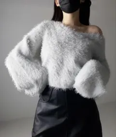 me+em select ラメシャギークロップドニットトップスのサムネイル