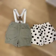 cottoli futafuta ショートパンツ　サスペンダー付き　90