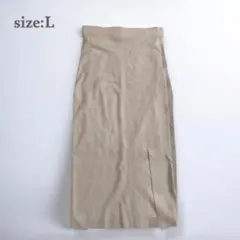 ロングスカート　タイトスカート　ウエストゴム　ストレッチ　伸縮性　スリット　L