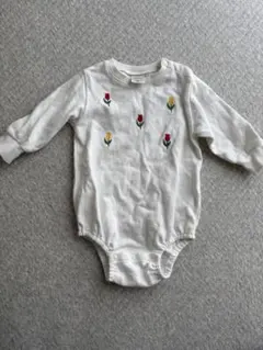 futafuta チューリップ刺繍ロンパース 80