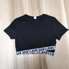 朝*花様 SHEIN ブラック クロップドTシャツ 11-12Y