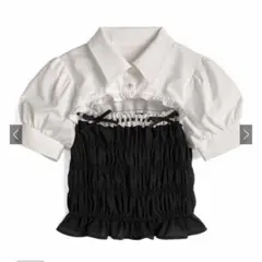 GRL tu2011 フロントオープンシャーリングドッキングブラウス 夏服のサムネイル