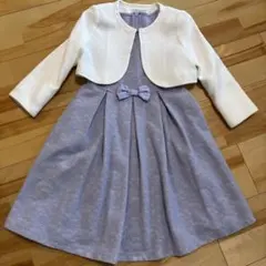 薄紫色ドレスと白ジャケットのセット110㎝