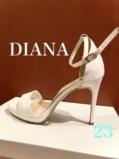 DIANA アンクル ストラップサンダル パンプス 高ヒール ホワイト 23cm