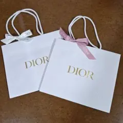 Dior ショップ袋 リボン付き 2枚セット ホワイト