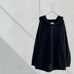 3679【YORT】プルオーバー　パーカー　異素材　ブルゾン　３８　ヤマダヤ　黒