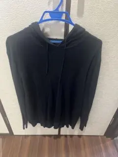 H&M ブラック 無地フード付きパーカー 紺