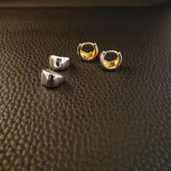 新品未使用 フープ ピアス コロン 肉厚 可愛い シルバーorゴールド キラキラ