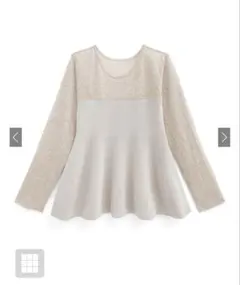 ラメシアードッキングペプラムニットチュニック　dh1321 グレイル