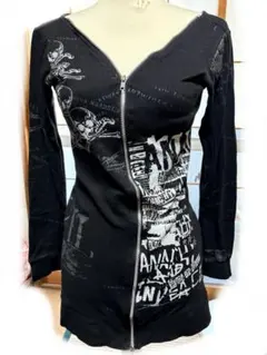 ✨h.NAOTO✨グラフィックプリント ジップアップパーカーミニワンピ