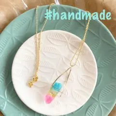 …62☀︎ ハンドメイド　ネックレス　クリスタル　六角　水晶　レインボー　天然石