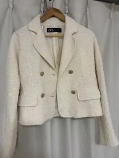 ZARAザラアイボリーダブルボタン テーラードジャケットMサイズ