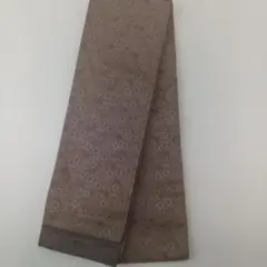 茶色 花柄 チェック 半幅帯