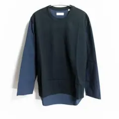 TOMORROWLAND シャツコンビ切り替えカットソー ブラック×ネイビー