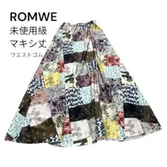 ロムウェROMWE パッチワークプリントフレアスカート　マキシ丈　M(XL)