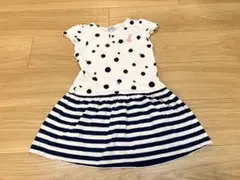 MIKI HOUSE 半袖ワンピース 水玉　ストライプ　110cm