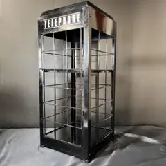 電話ボックス型ラック 2段 電話台 テレフォンアンティーク雑貨