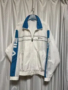 FILA フィラ/ジップアップジャケット ホワイト×水色/XL